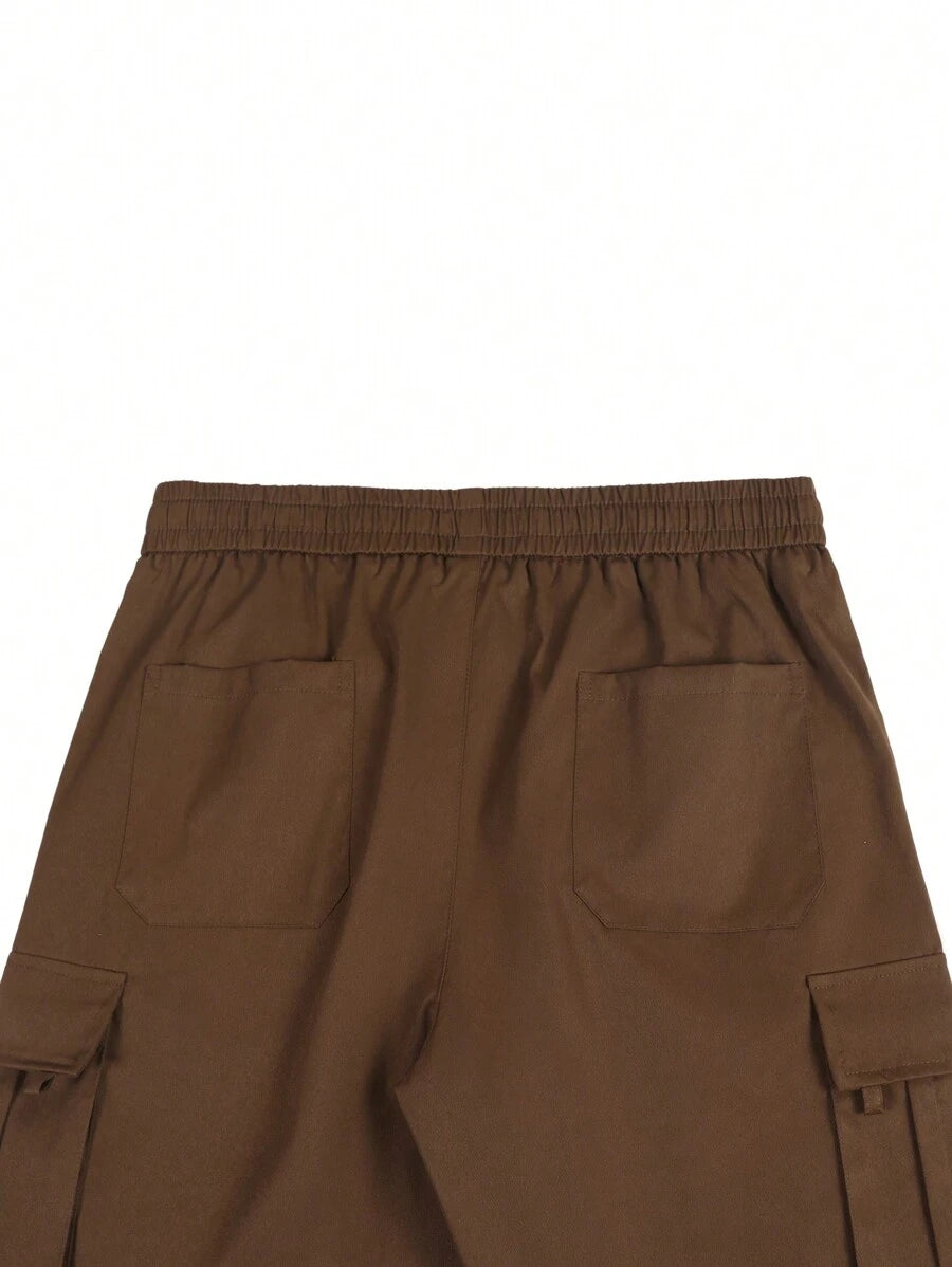 Shorts cargo pour hommes avec taille à cordon de serrage et poches latérales