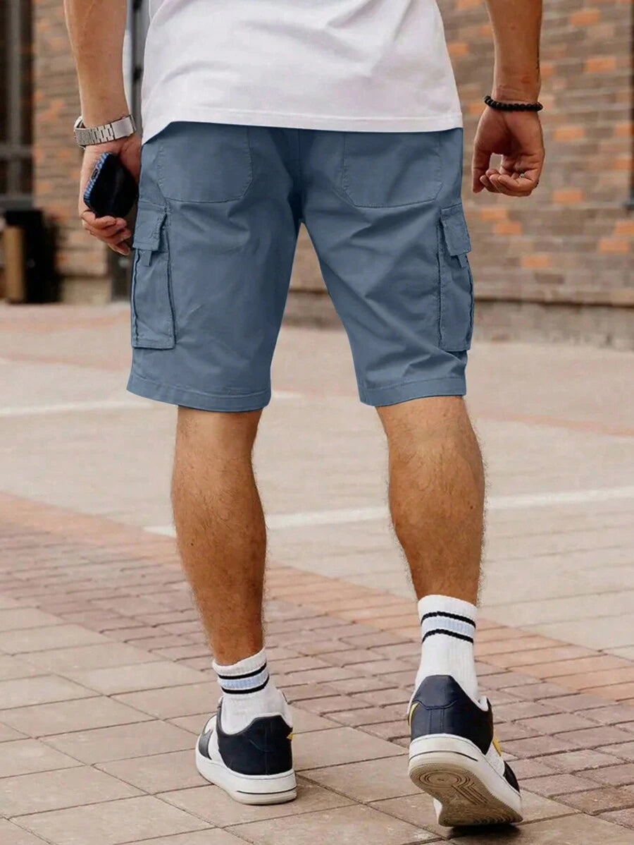 Shorts cargo pour hommes avec taille à cordon de serrage et poches latérales