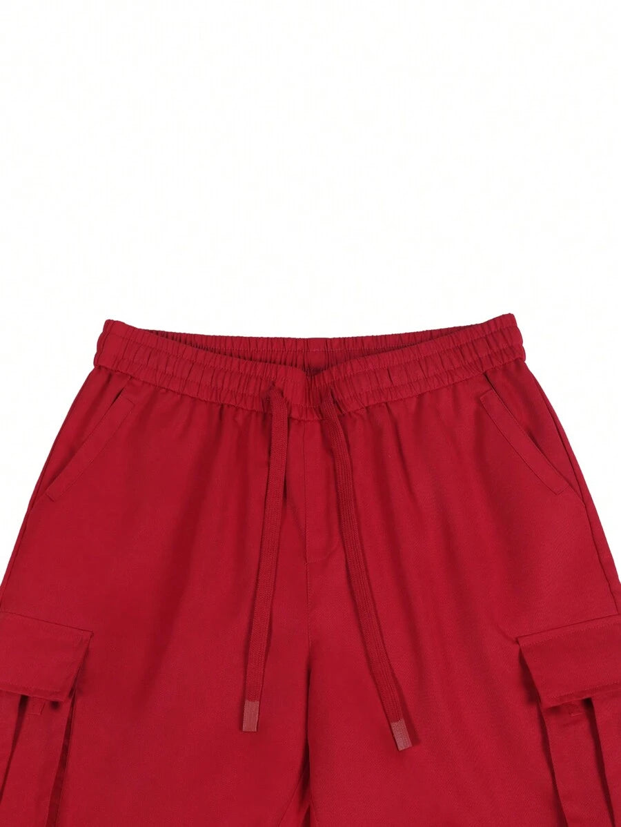 Shorts cargo pour hommes avec taille à cordon de serrage et poches latérales