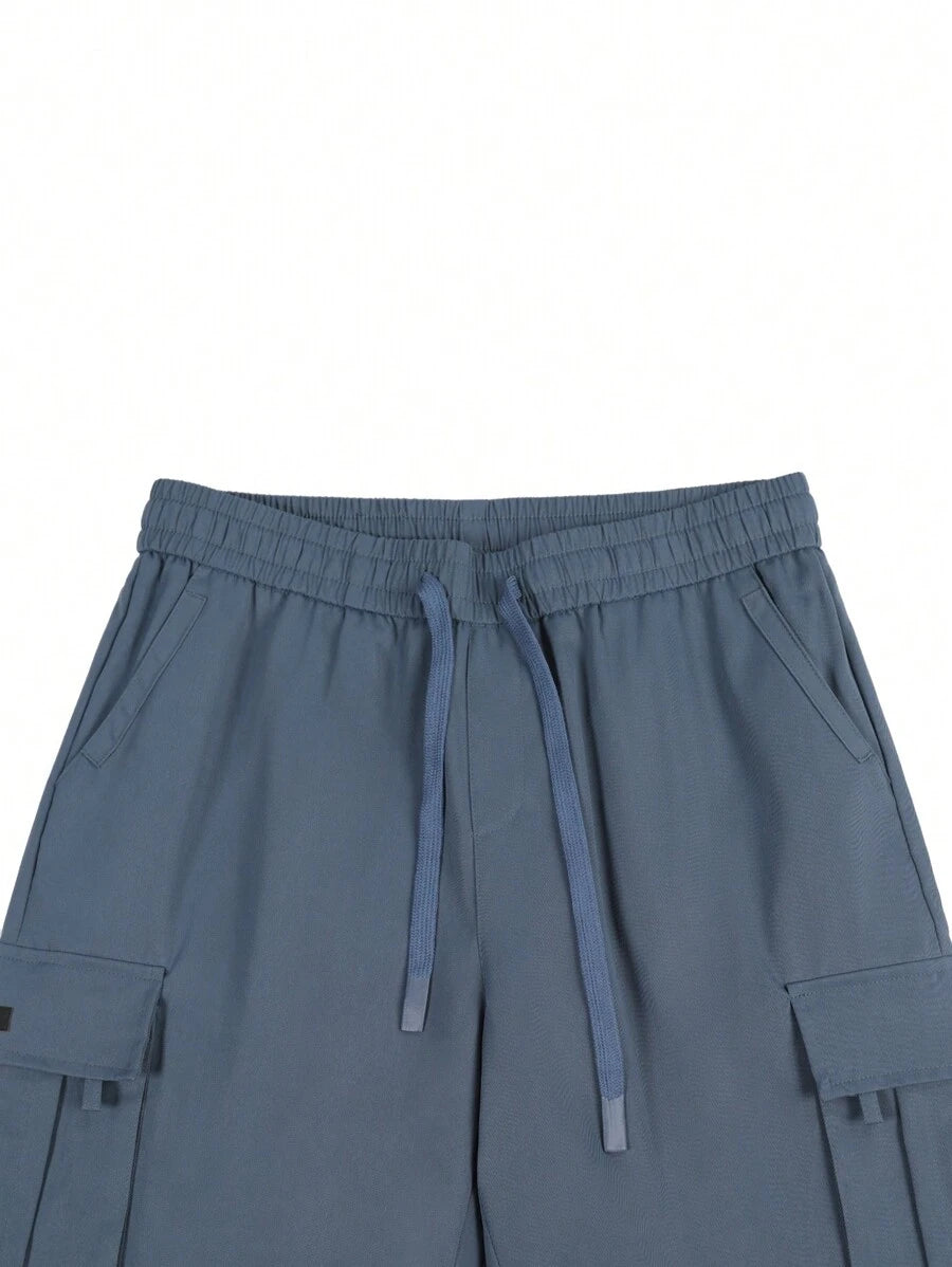 Shorts cargo pour hommes avec taille à cordon de serrage et poches latérales