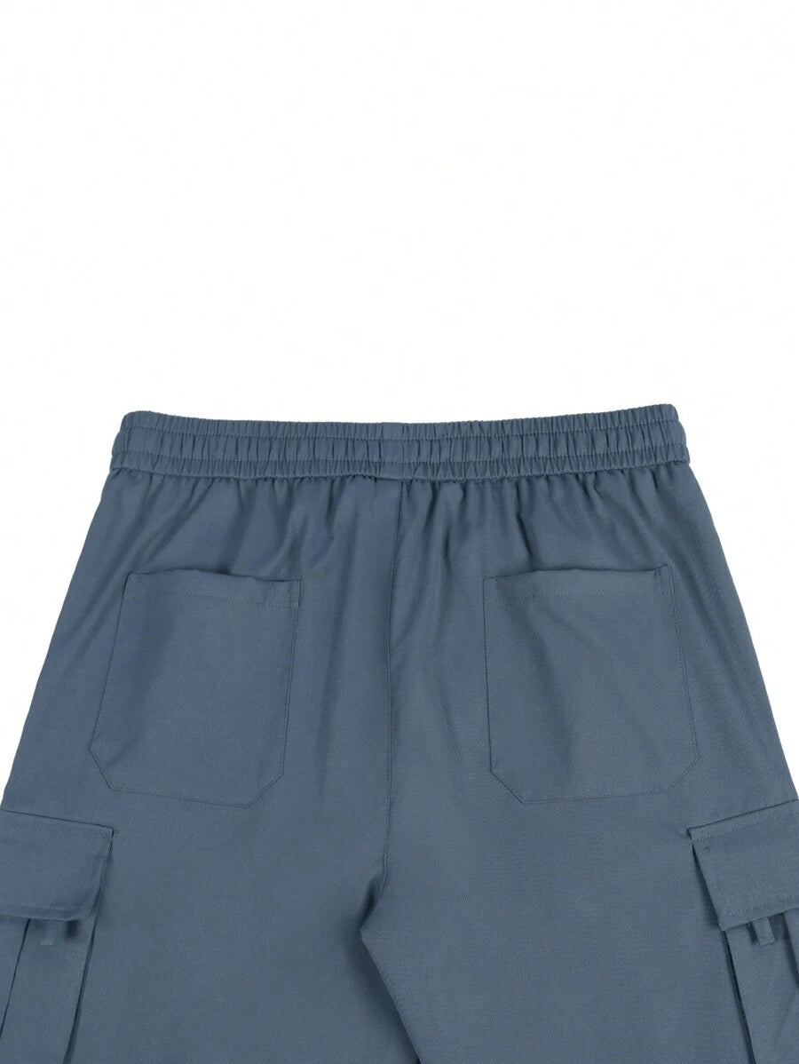Shorts cargo pour hommes avec taille à cordon de serrage et poches latérales