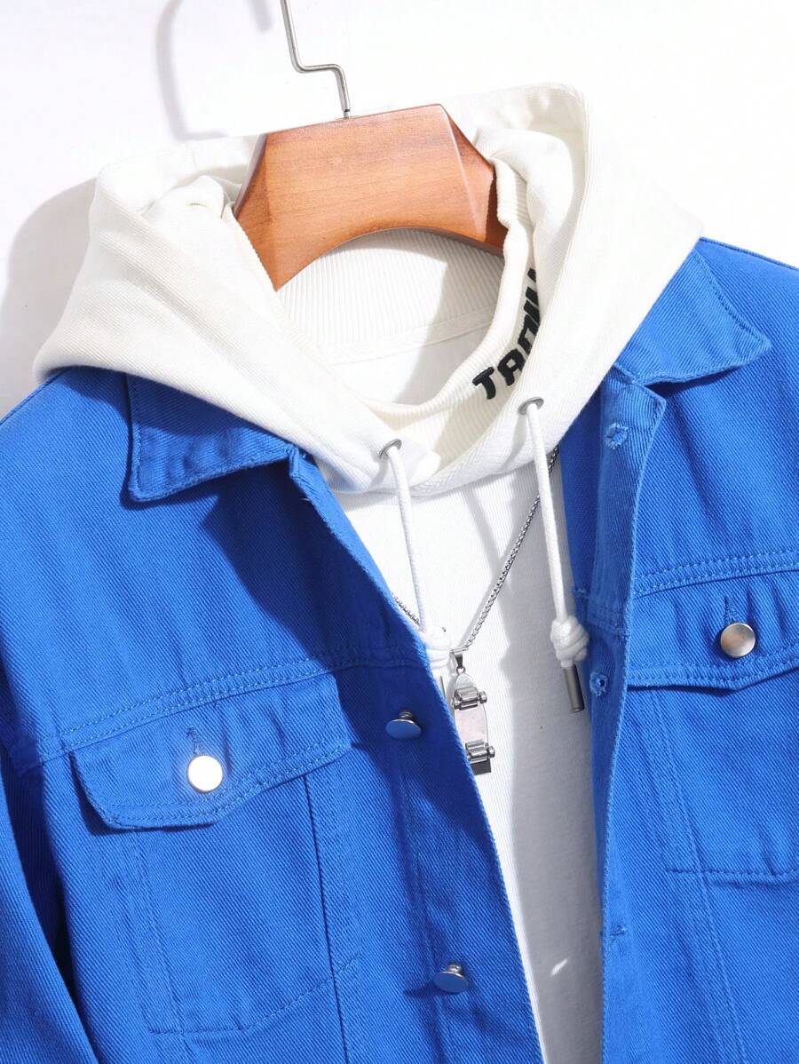 Chemise en jean décontractée à coupe ample et couleur unie pour homme