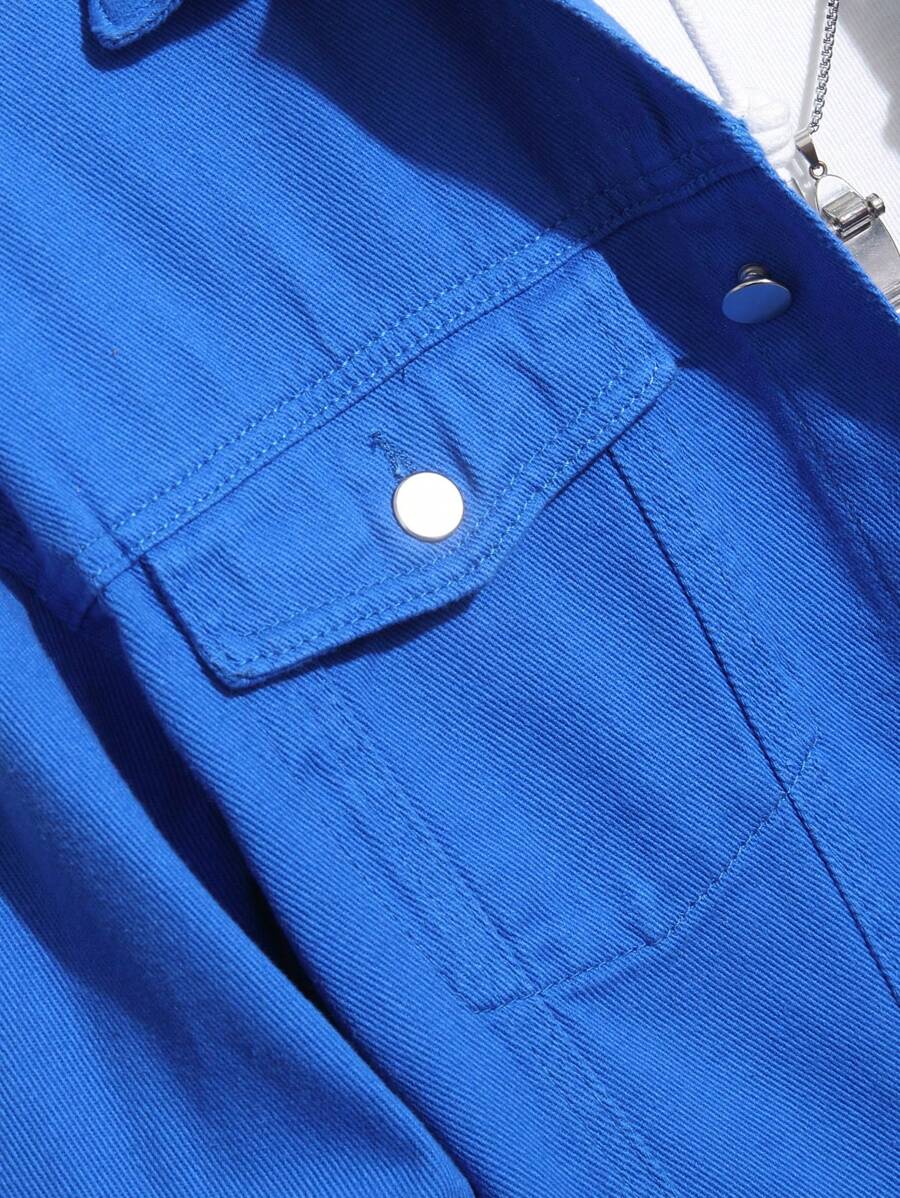 Chemise en jean décontractée à coupe ample et couleur unie pour homme