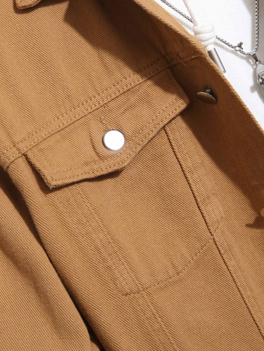 Chemise en jean décontractée à coupe ample et couleur unie pour homme