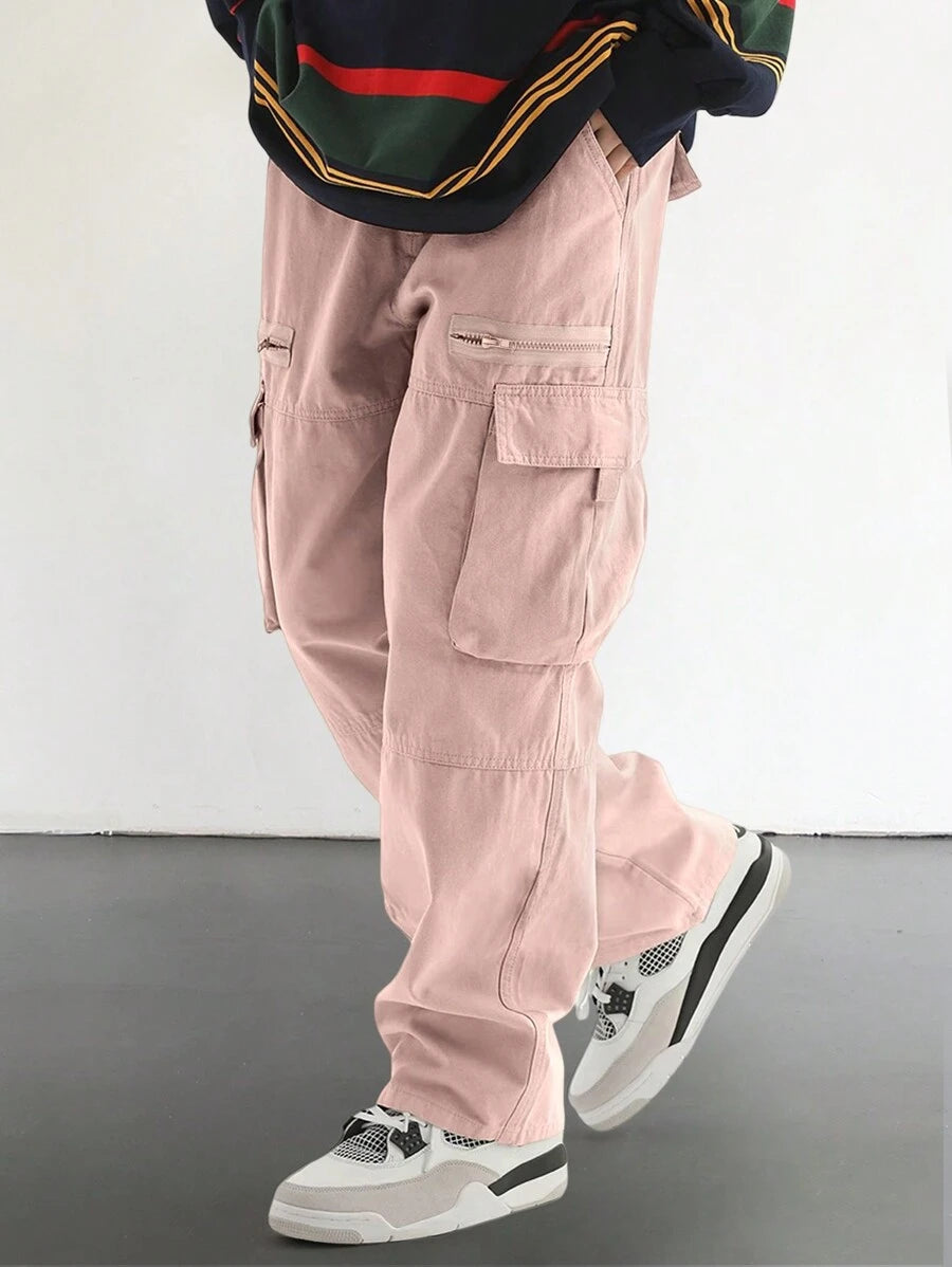 Pantalon cargo homme coupe ample avec poches rabat style décontracté
