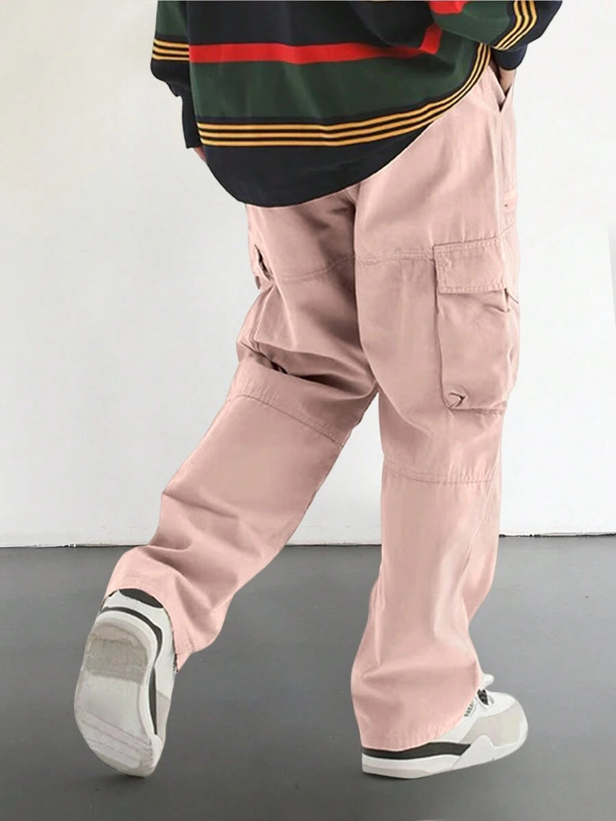 Pantalon cargo homme coupe ample avec poches rabat style décontracté