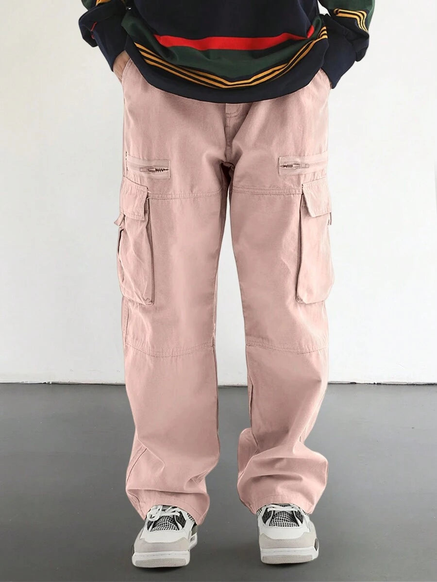 Pantalon cargo homme coupe ample avec poches rabat style décontracté