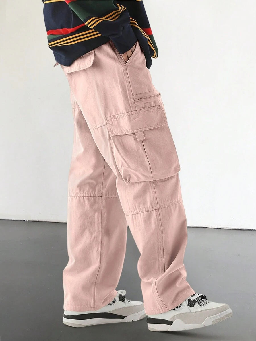 Pantalon cargo homme coupe ample avec poches rabat style décontracté