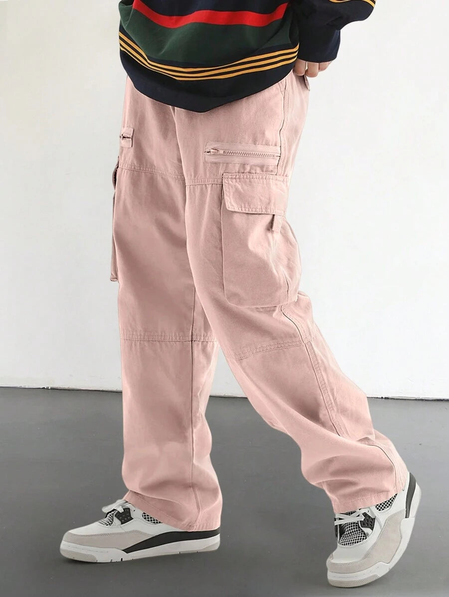 Pantalon cargo homme coupe ample avec poches rabat style décontracté