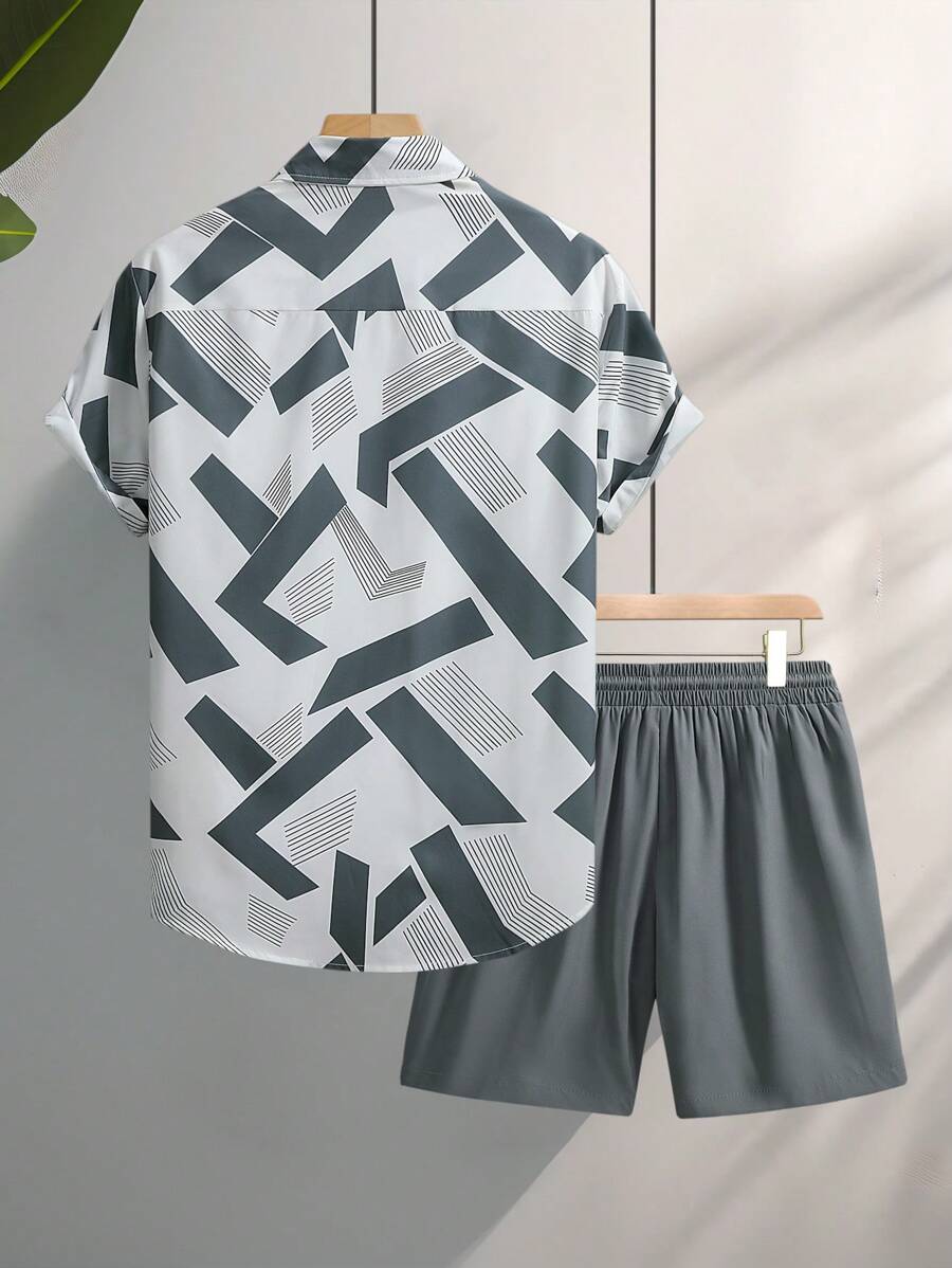 Deux ensembles pièces imprimé graphique moderne pour homme - vêtements d'été