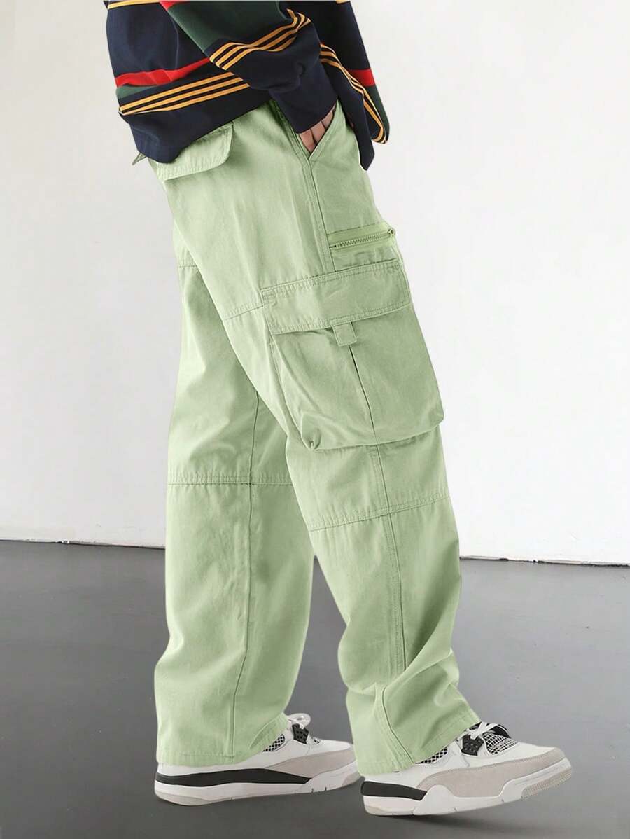 Pantalon cargo homme coupe ample avec poches rabat style décontracté