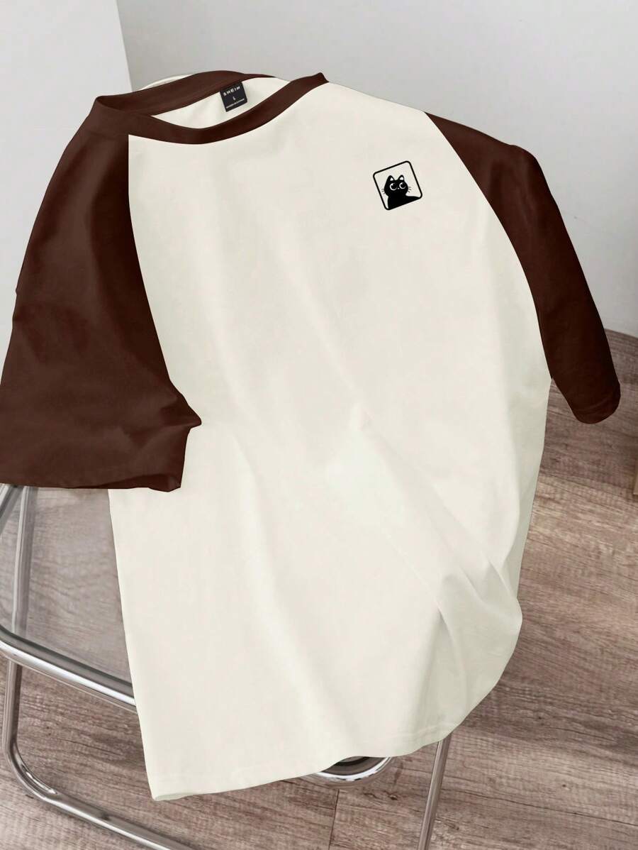 Chemise à col rond manches raglan casual style sport tendance