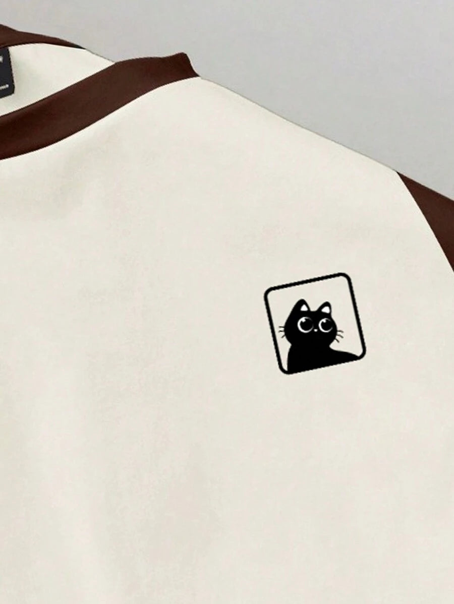 Chemise à col rond manches raglan casual style sport tendance