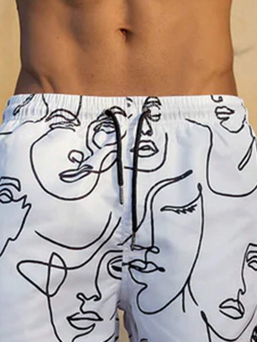 Short décontracté à taille élastique avec imprimé graffiti, tenue quotidienne pour homme