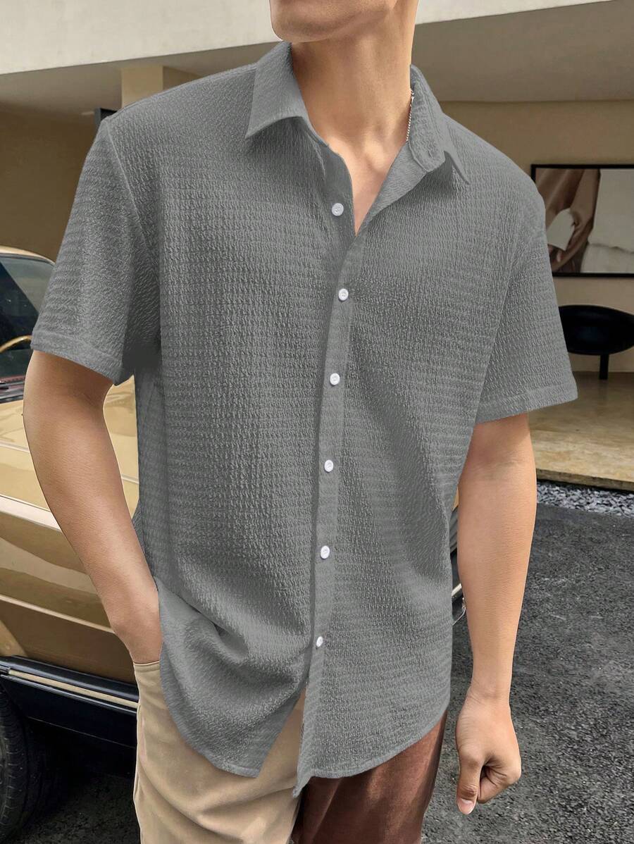 Chemise boutonnée à épaules tombantes coupe régulière pour homme