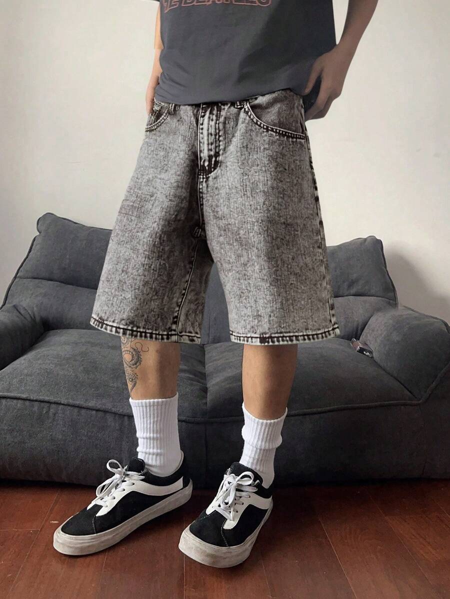Bermuda large avec détails de boutons et de poches pour homme