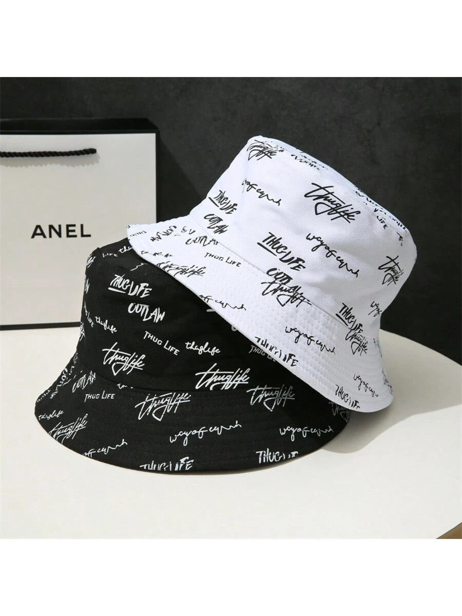 Chapeaux bobs réversible à imprimé lettres pour pare-soleil – Vêtements d'été unisexes