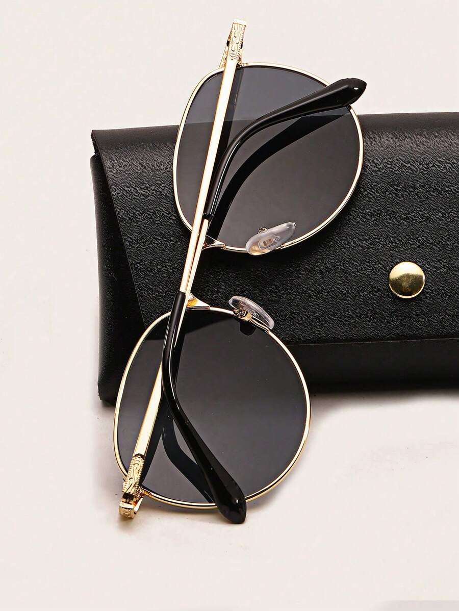 Lunettes de soleil rétro décoratives à monture métallique de style aviateur