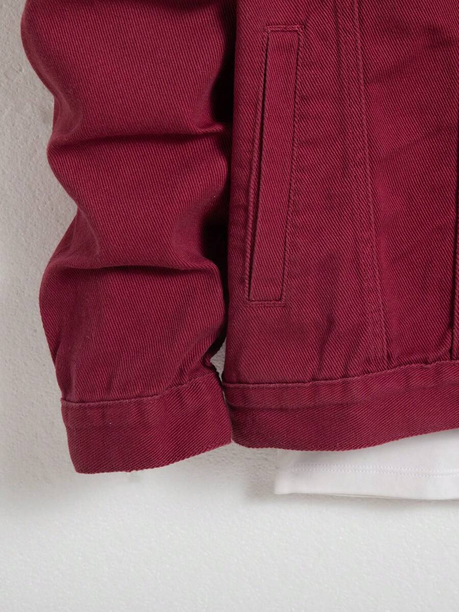 Chemise en jean décontractée unie avec poche à rabat pour homme