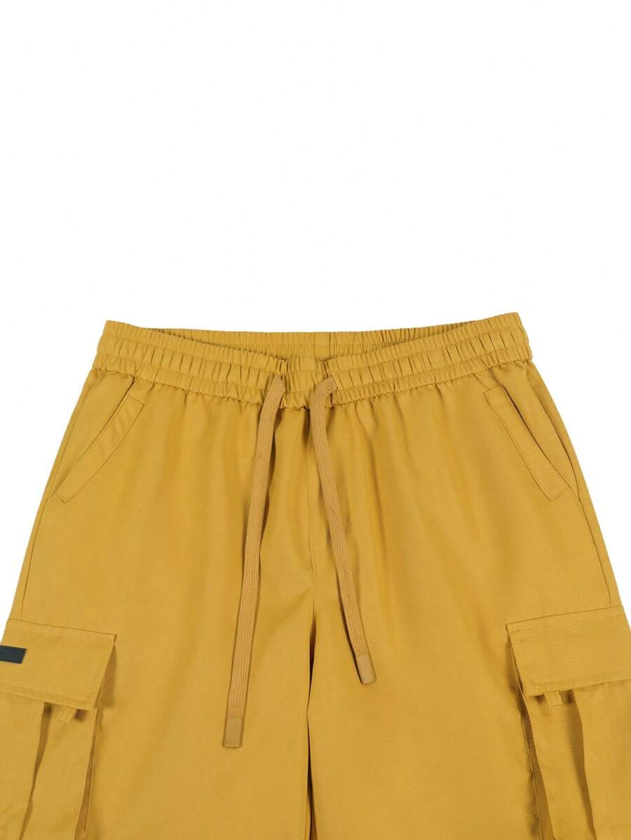 Shorts cargo pour hommes avec taille à cordon de serrage et poches latérales