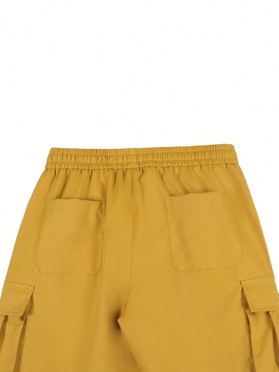 Shorts cargo pour hommes avec taille à cordon de serrage et poches latérales