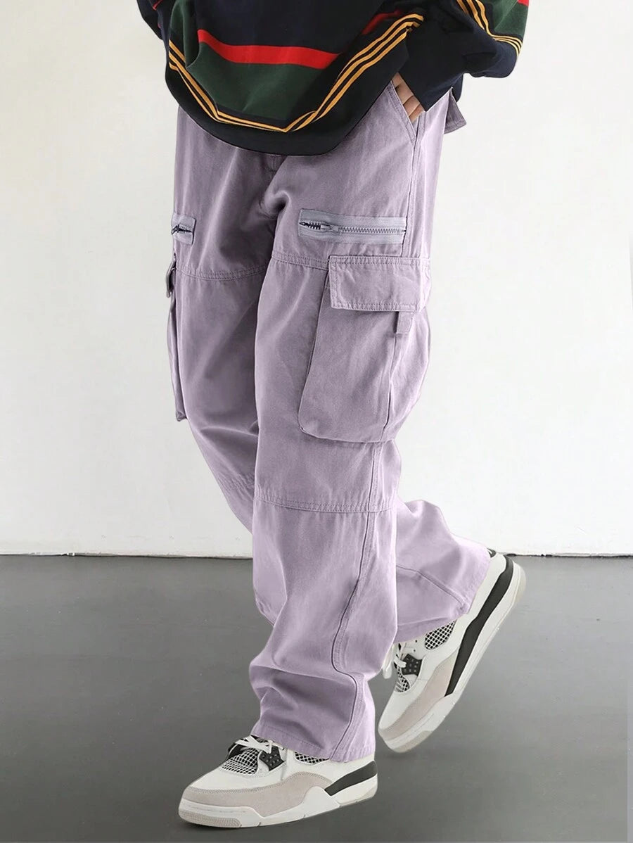 Pantalon cargo homme coupe ample avec poches rabat style décontracté
