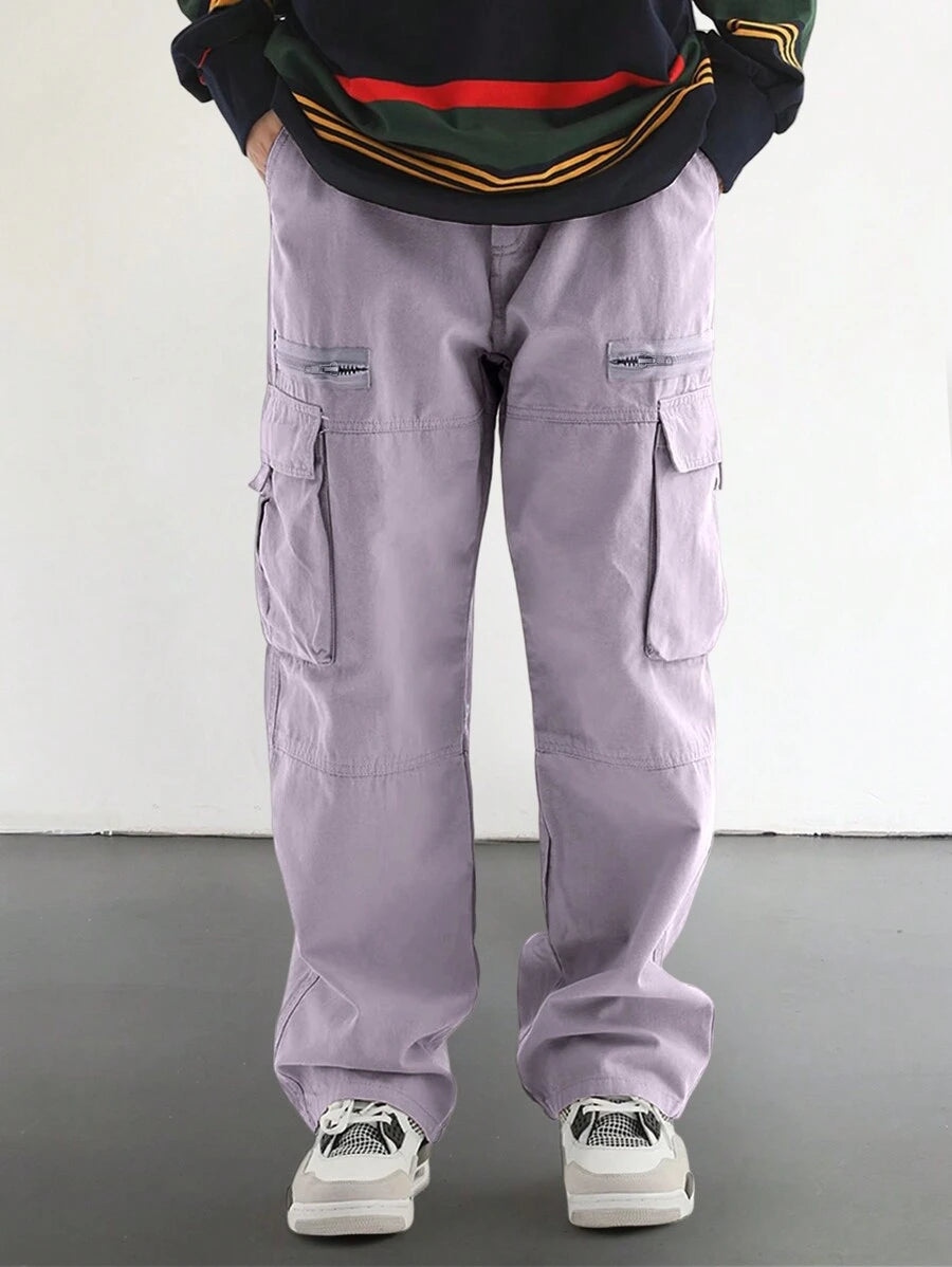 Pantalon cargo homme coupe ample avec poches rabat style décontracté