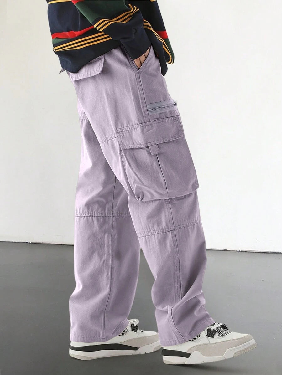 Pantalon cargo homme coupe ample avec poches rabat style décontracté