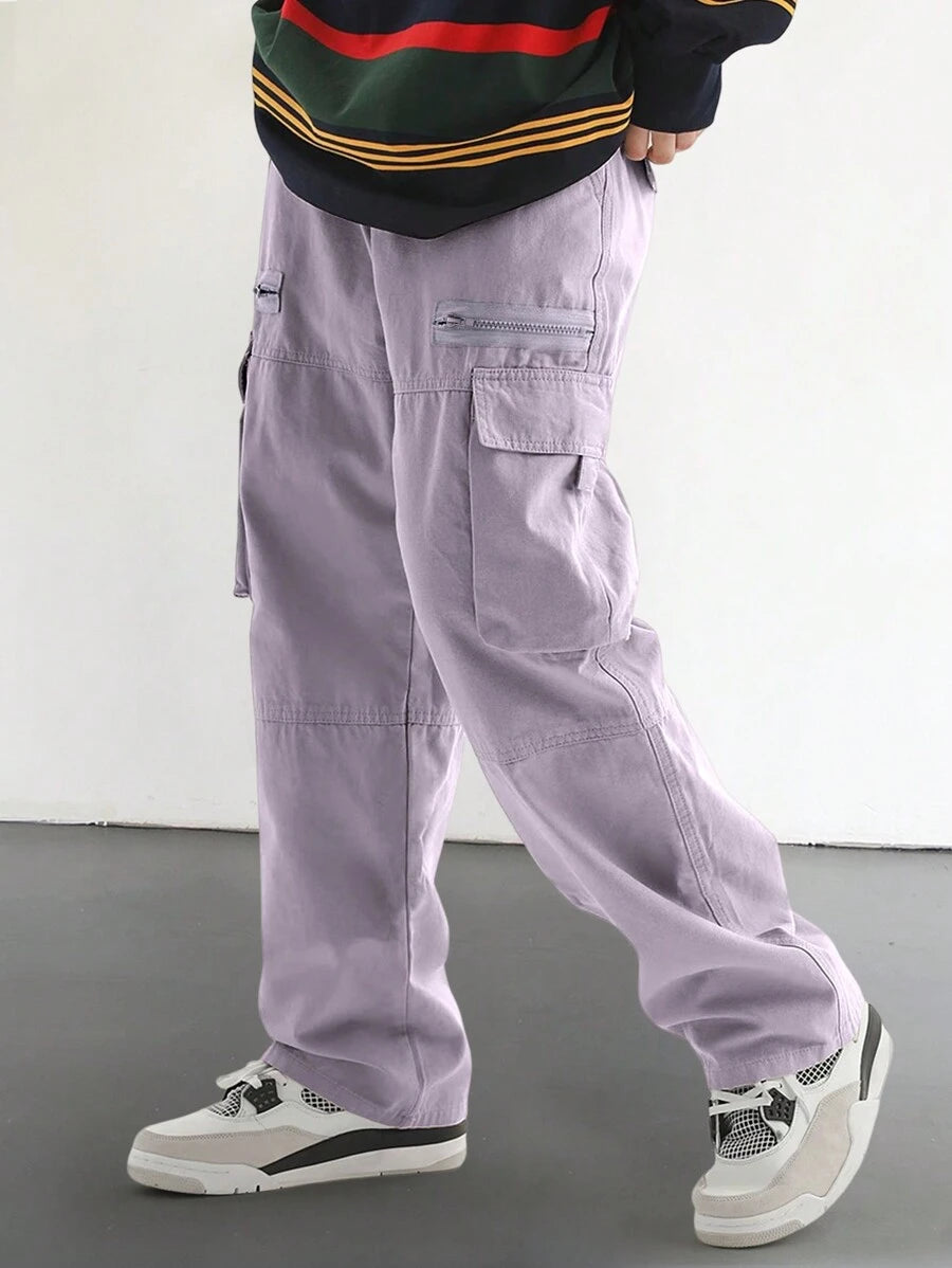 Pantalon cargo homme coupe ample avec poches rabat style décontracté