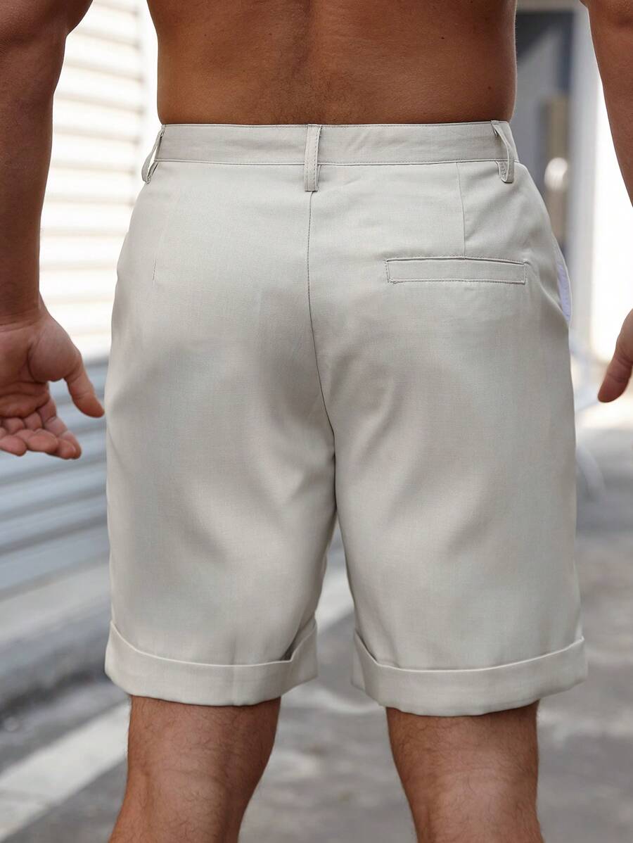 Bermuda coupe droite avec braguette boutonnée – Vêtements décontractés pour homme