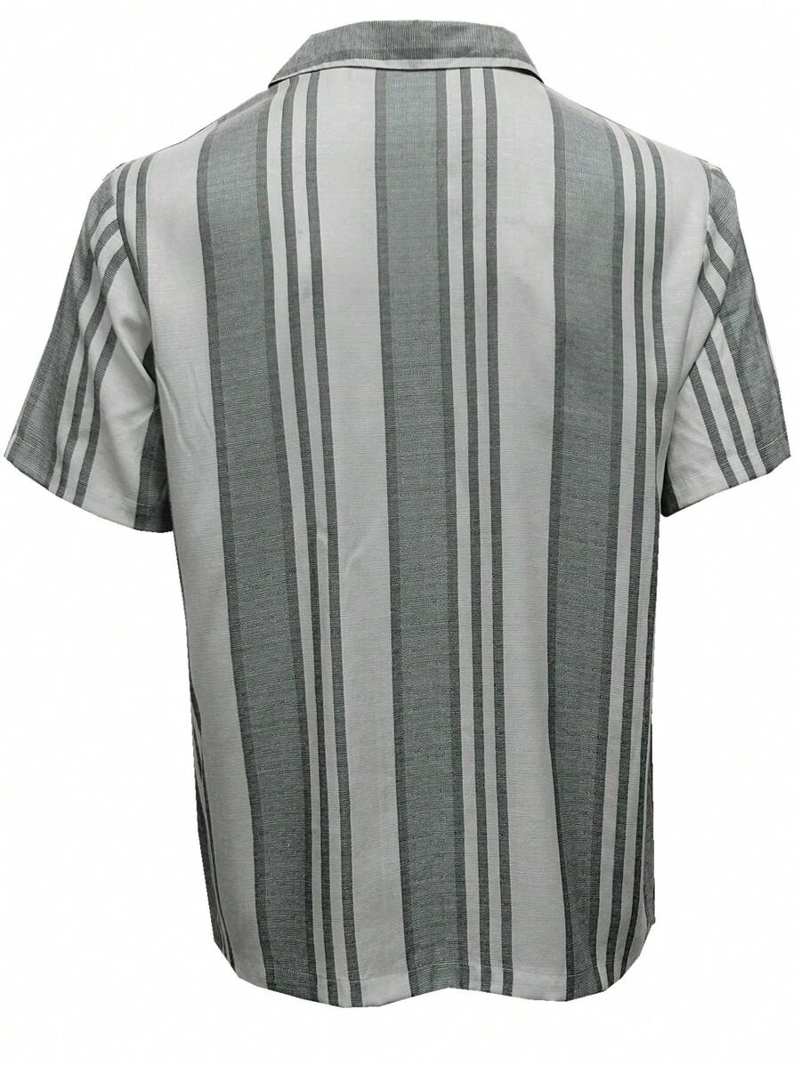 Chemise boutonnée à rayures en lin – Manches courtes décontractées pour homme