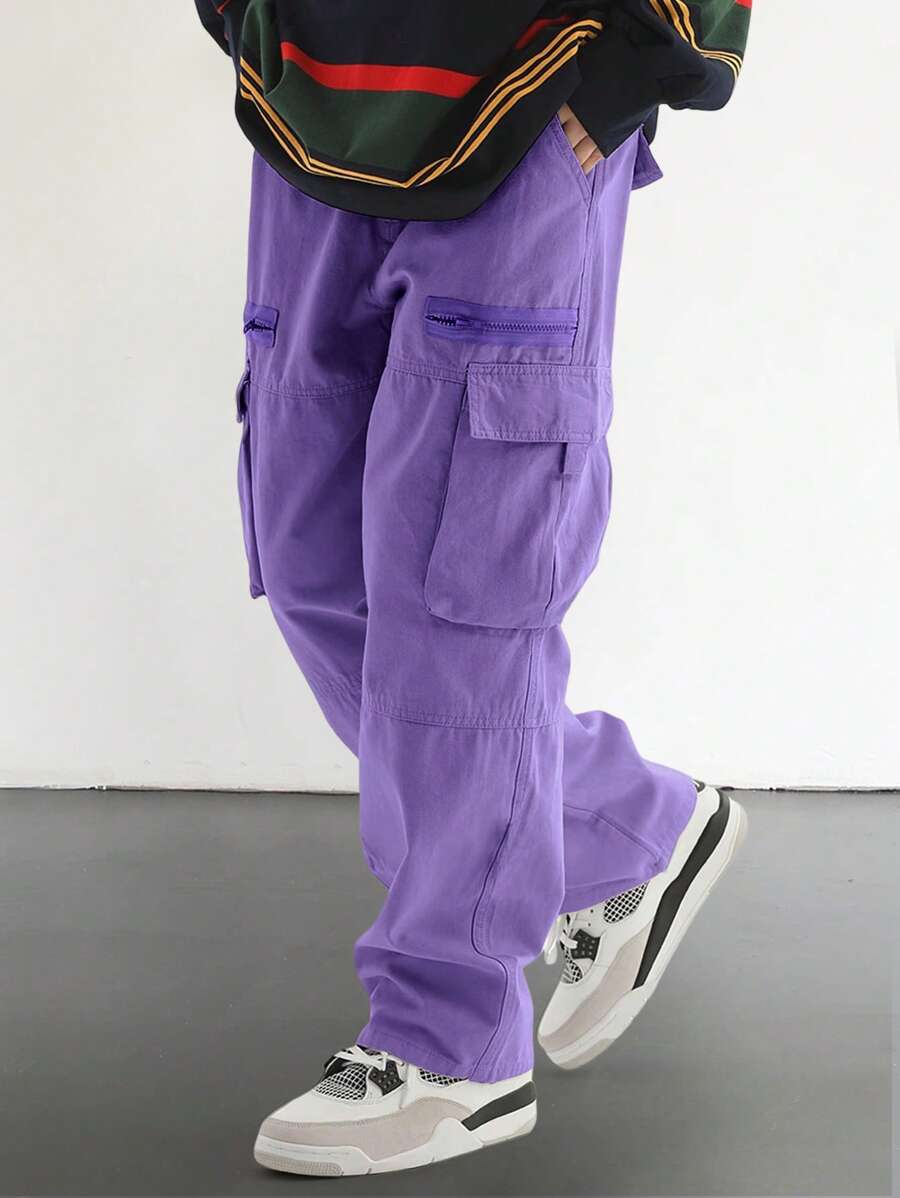 Pantalon cargo homme coupe ample avec poches rabat style décontracté