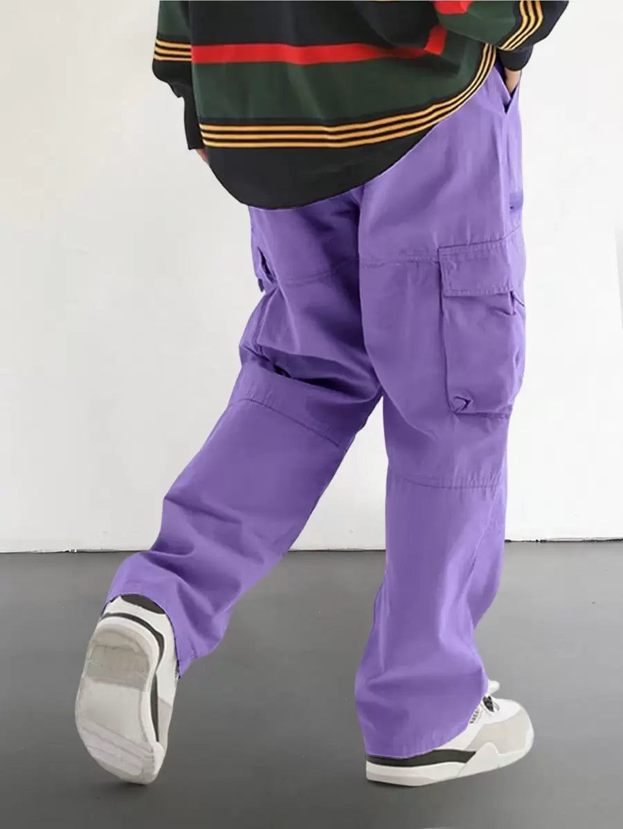 Pantalon cargo homme coupe ample avec poches rabat style décontracté
