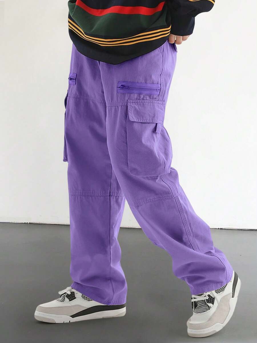 Pantalon cargo homme coupe ample avec poches rabat style décontracté