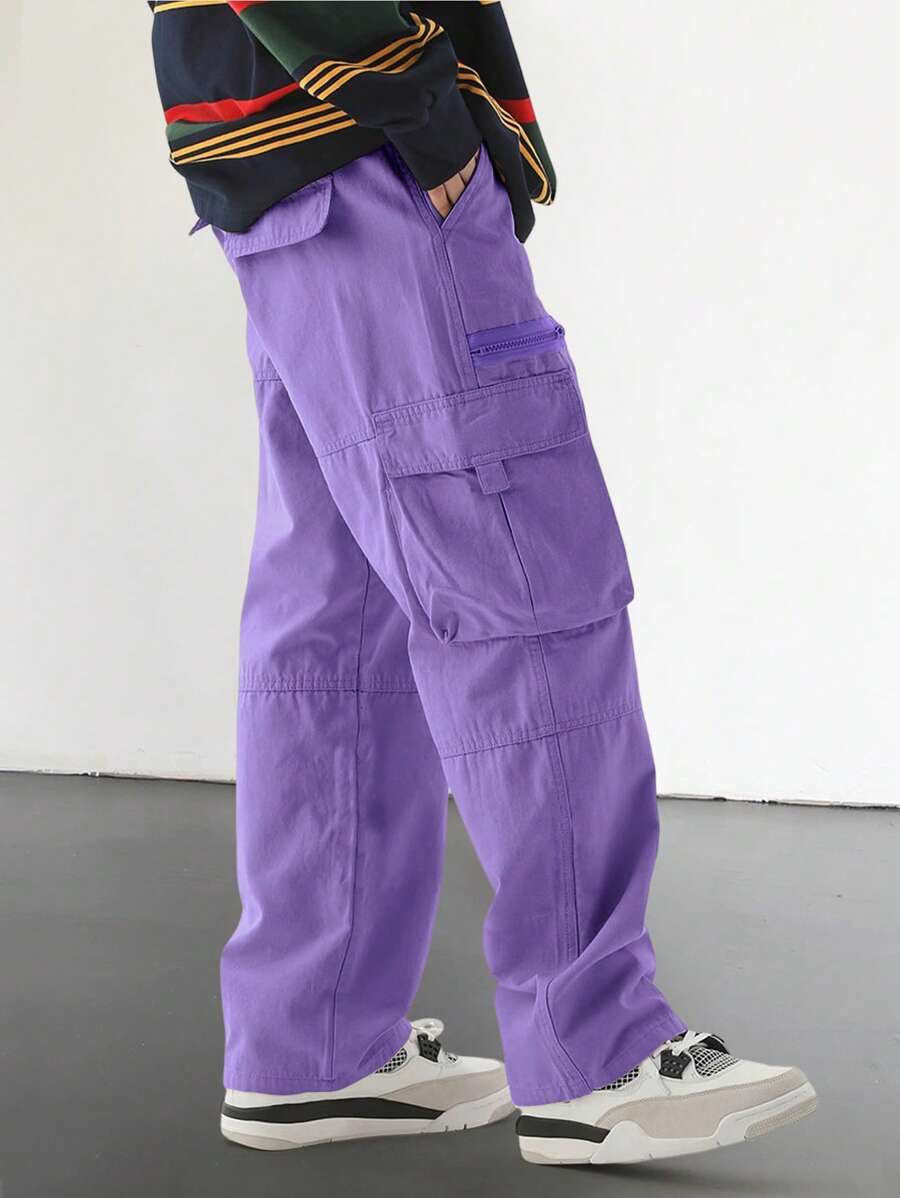 Pantalon cargo homme coupe ample avec poches rabat style décontracté