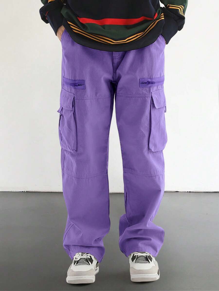 Pantalon cargo homme coupe ample avec poches rabat style décontracté