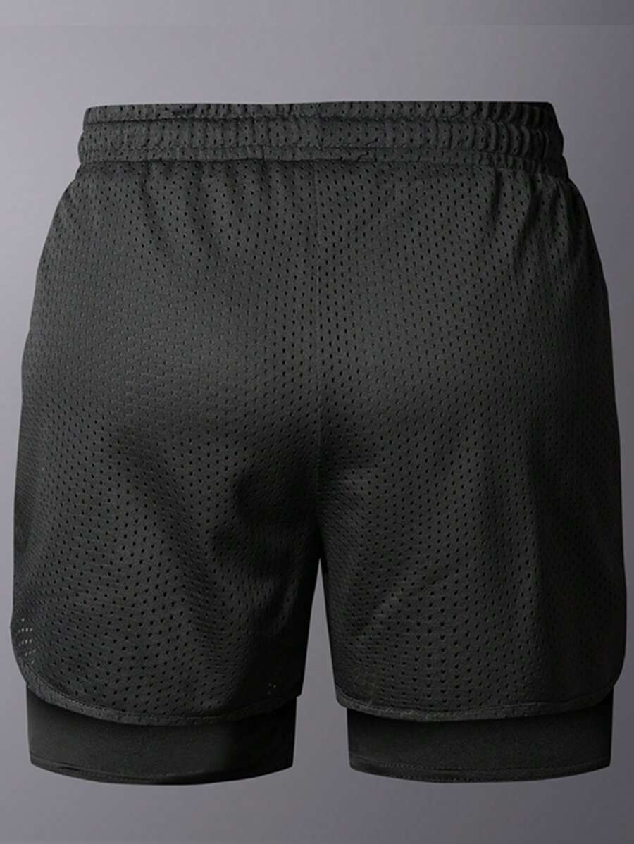 Shorts de sport doublés séchage rapide avec taille élastique imprimé