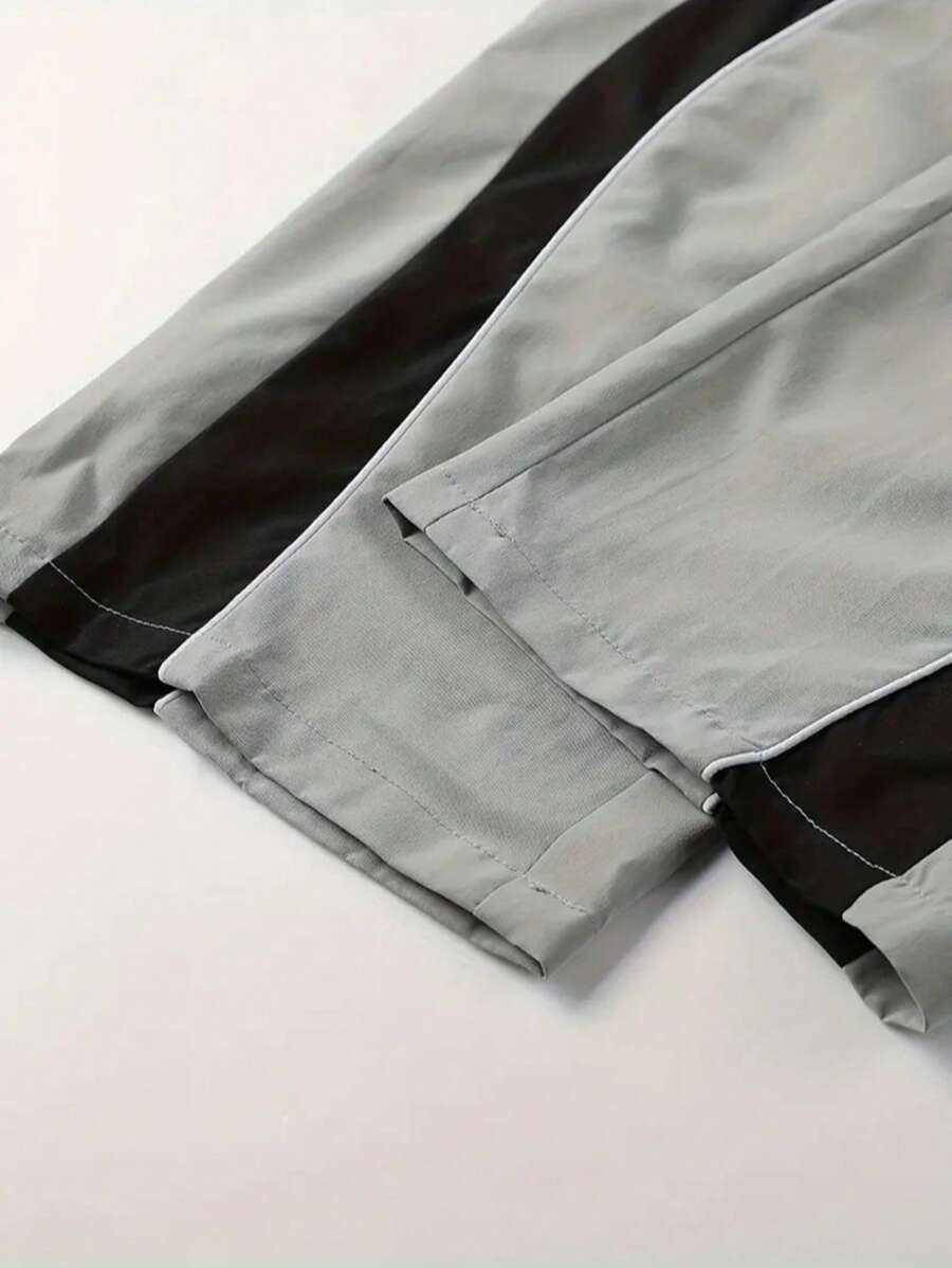 Pantalon de survêtement ample contrasté avec poches zippées – Streetwear homme