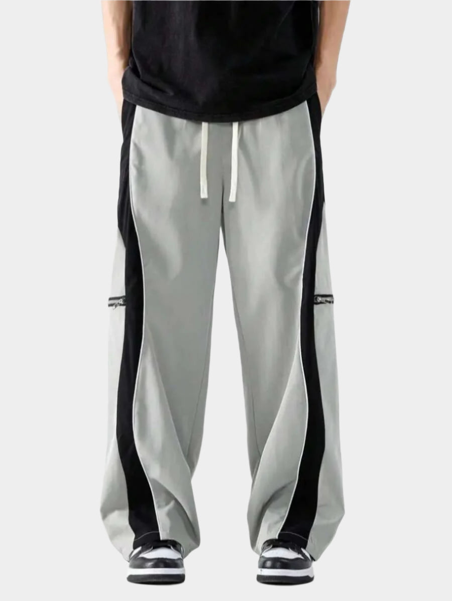 Pantalon de survêtement ample contrasté avec poches zippées – Streetwear homme