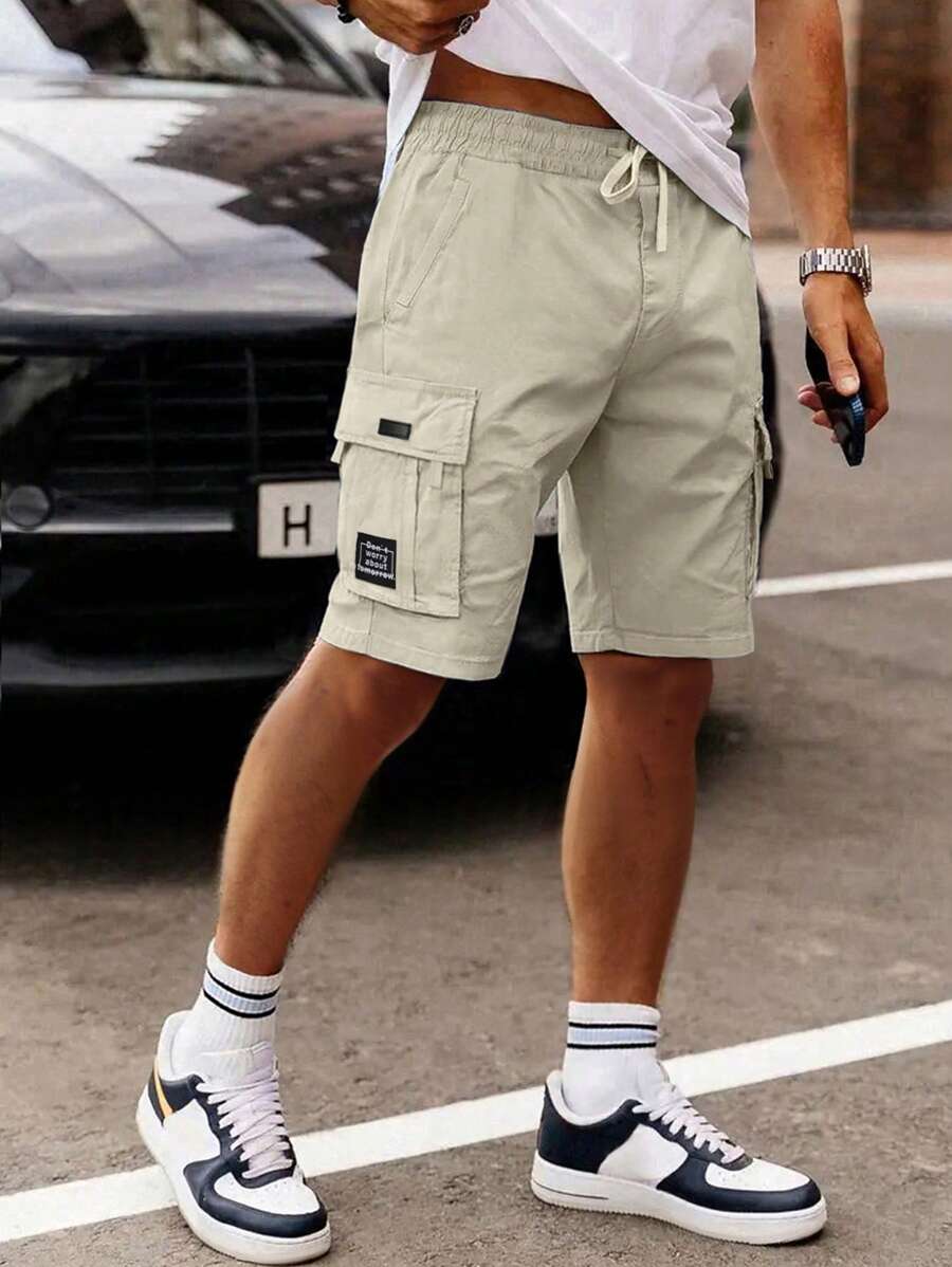 Shorts cargo pour hommes avec taille à cordon de serrage et poches latérales