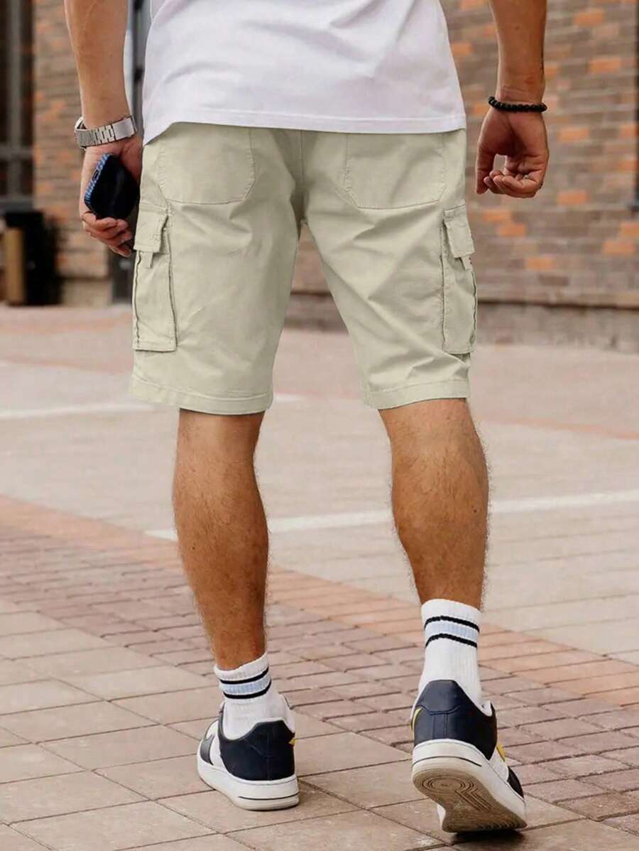 Shorts cargo pour hommes avec taille à cordon de serrage et poches latérales