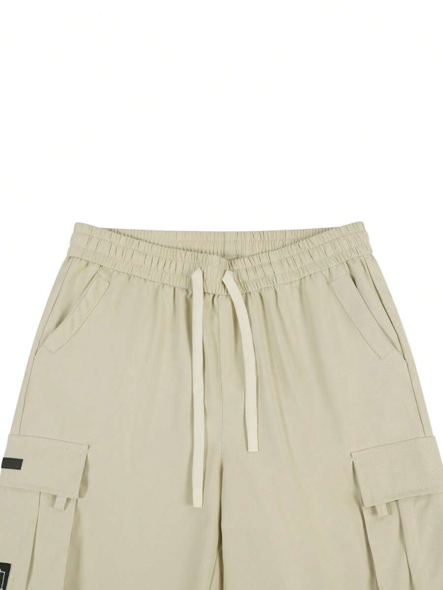 Shorts cargo pour hommes avec taille à cordon de serrage et poches latérales