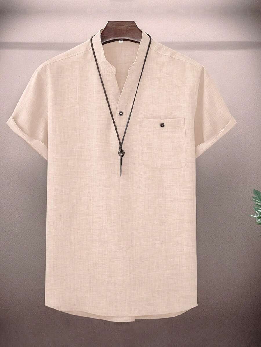 Chemise ample en lin avec poche – Streetwear léger pour homme