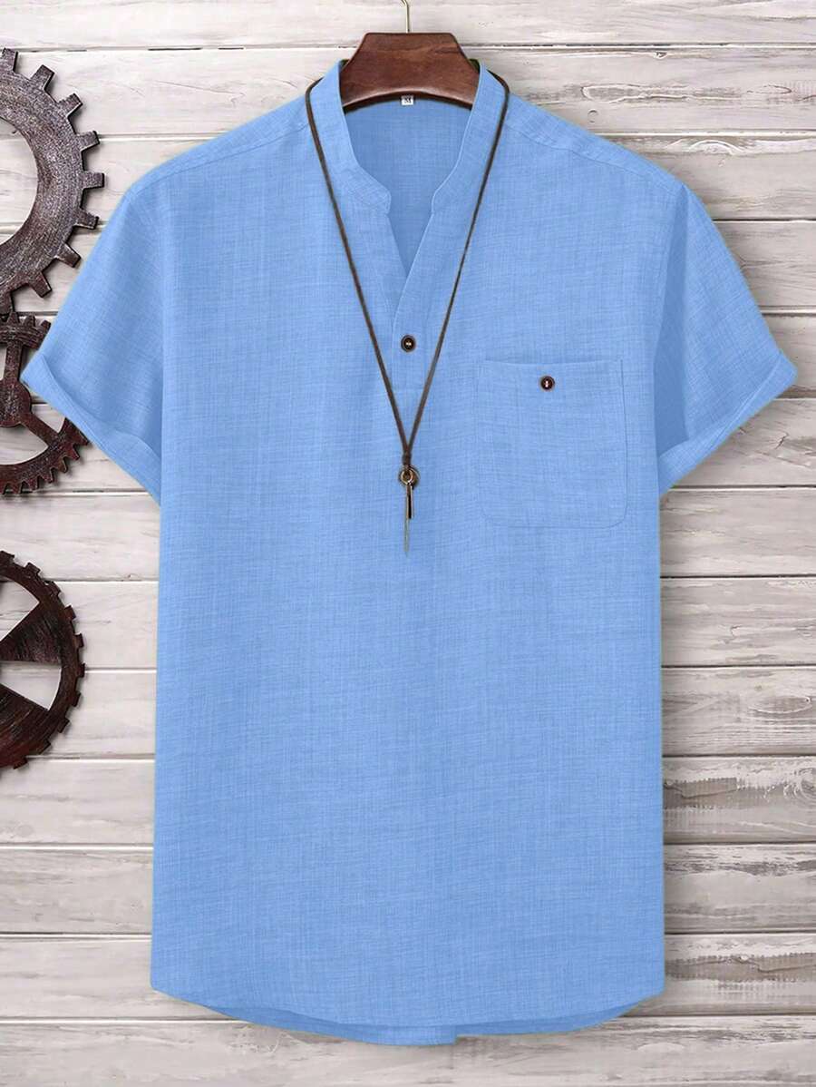 Chemise ample en lin avec poche – Streetwear léger pour homme