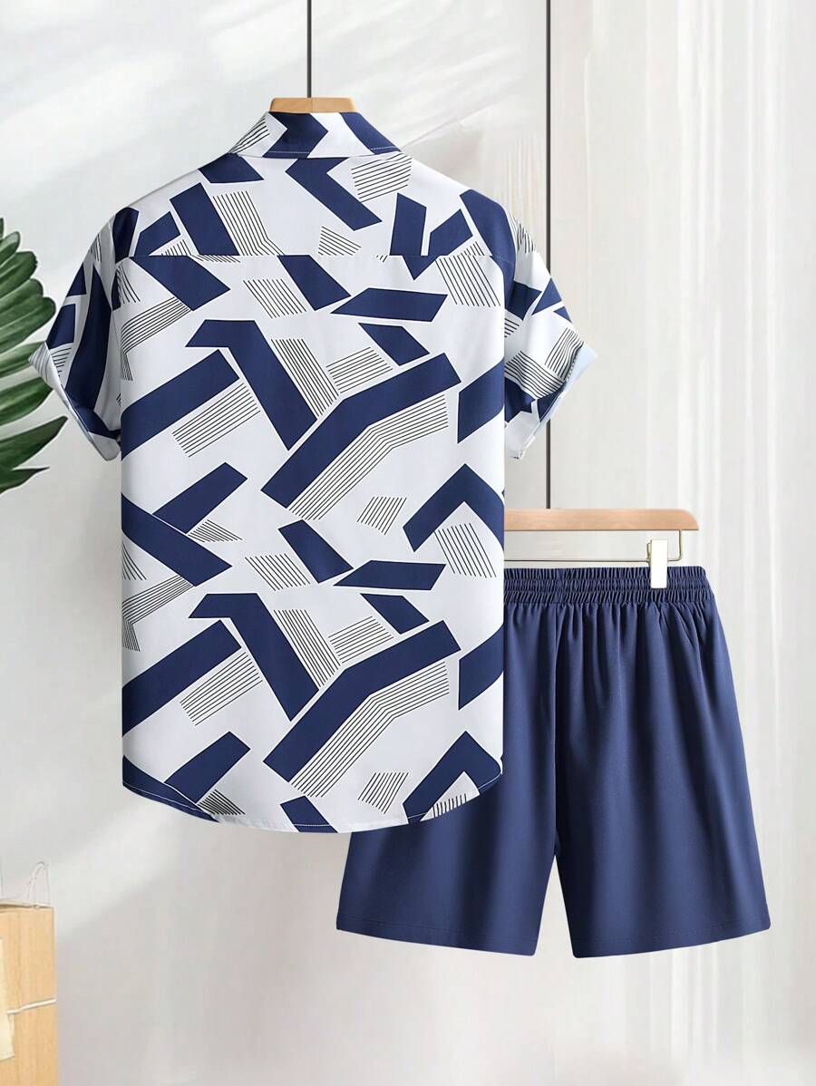 Deux ensembles pièces imprimé graphique moderne pour homme - vêtements d'été