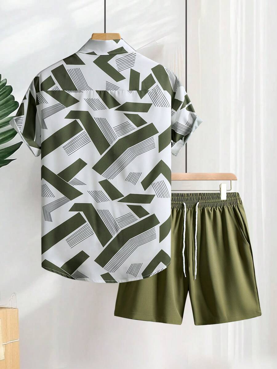 Deux ensembles pièces imprimé graphique moderne pour homme - vêtements d'été