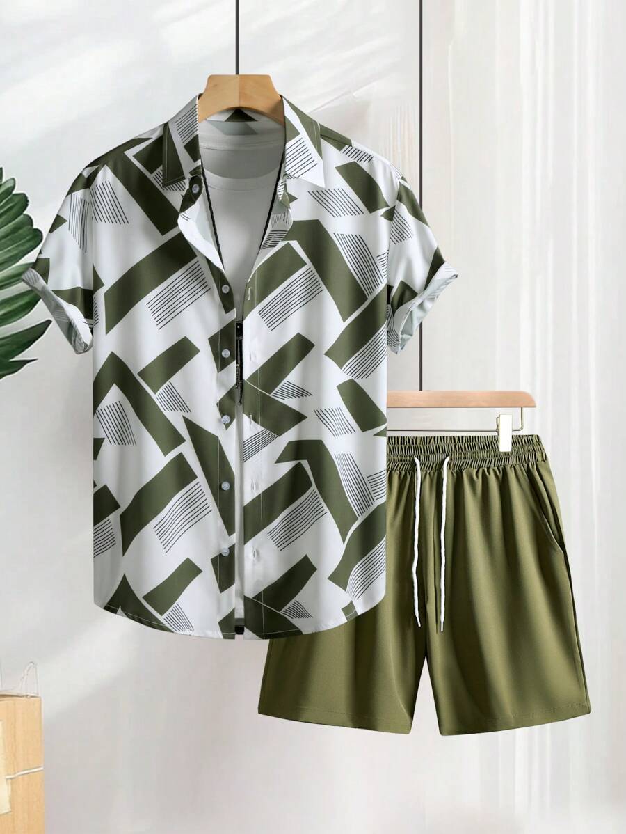 Deux ensembles pièces imprimé graphique moderne pour homme - vêtements d'été