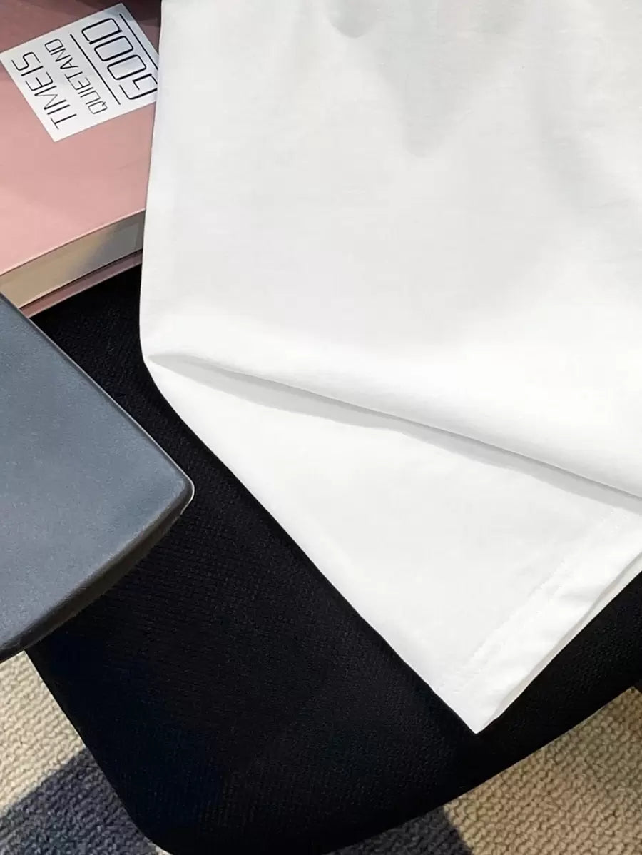 Chemise à col rond manches raglan avec imprimé graphique tendance