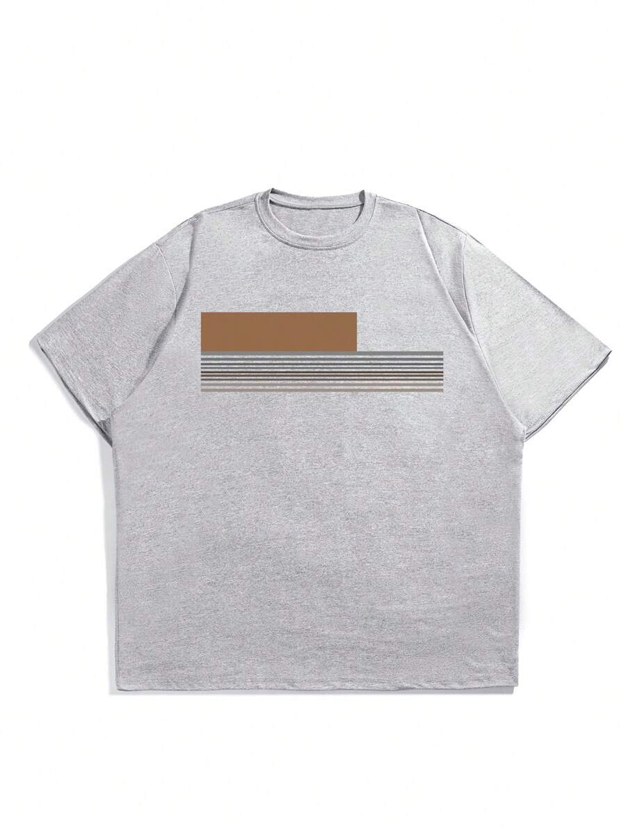Chemise à col rond imprimée rayures style casual moderne été