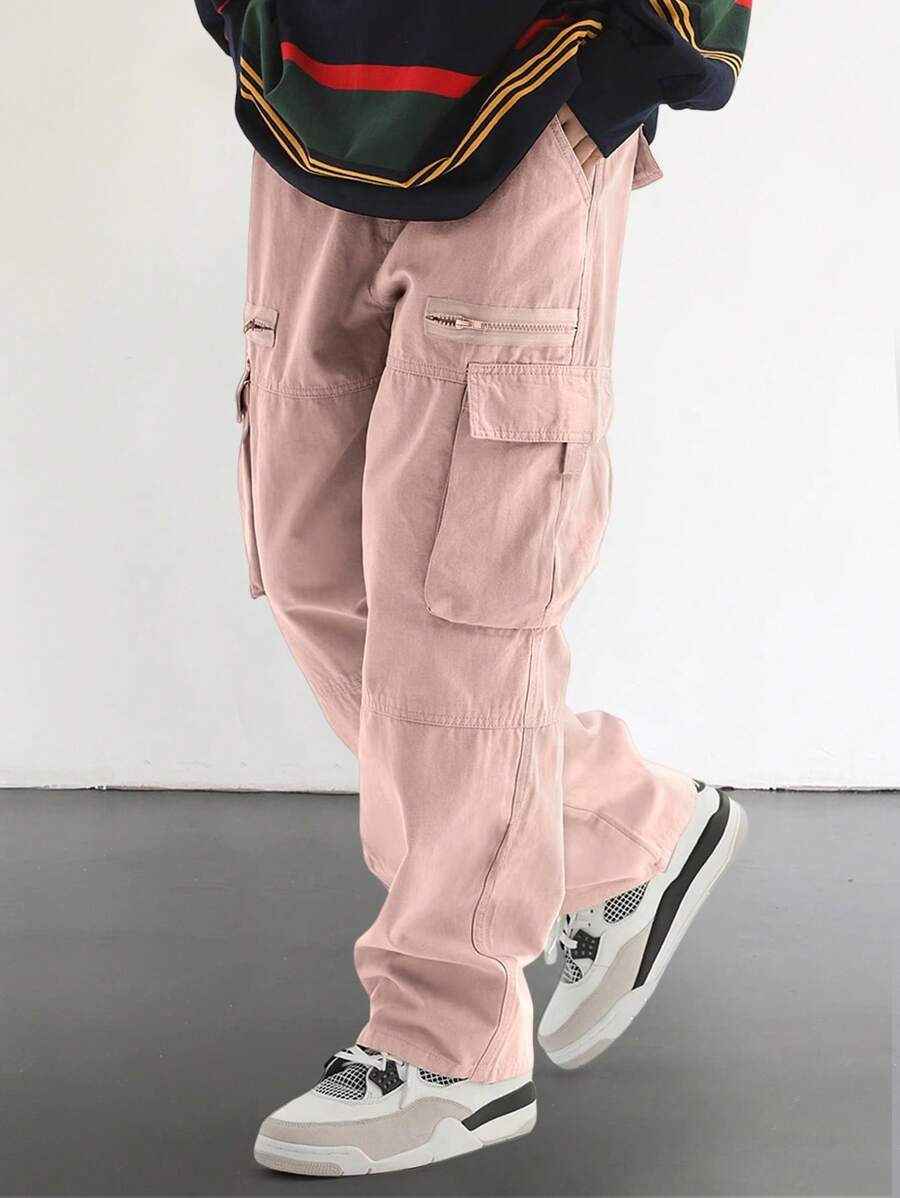 Pantalon cargo homme coupe ample avec poches rabat style décontracté